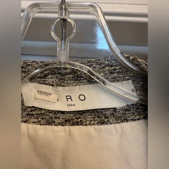 Iro Metallic Nakilo Jacket Blazer Sz 36 Silver Gray White - Picture 6 of 8